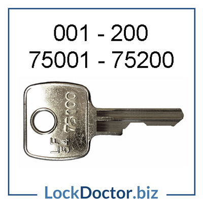 75001 to 75200 Replacement keys for Bisley LF ENGLAND Tambour units - L&F Bisley Key from lockdoctorbiz