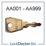 AA001 to AA999 replacement Bisley key for Bisley Desk Locks next day from lockdoctorbiz