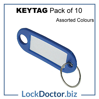 KEYTAG Pack of 10 Plastic Key Tags in assorted colours from lockdoctorbiz