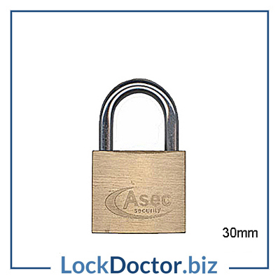 KMAS2508 ASEC 30mm Locker Padlock KEYED TO DIFFER with 2 keys each available NEXT DAY from lockdoctorbiz