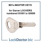 M21A Master Key opens LF ENGLAND GARRAN Locker locks numbered G1001 to G9999 restricted by lockdoctorbiz