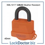 KML19177 ABUS 70AL Series Weather Resistant Aluminium Open Shackle ORANGE Padlock with 2 keys from lockdoctorbiz