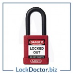 KML22481 ABUS 74 Series Weather Resistant Aluminium Open Shackle RED Padlock with 1 key meets OSHA lockout regulations