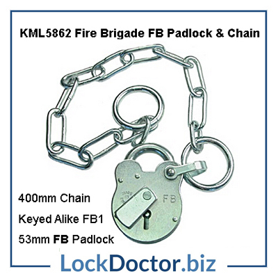 FB FIRE BRIGADE FB1 Padlock and Chain to Secure Commercial and Public Gates