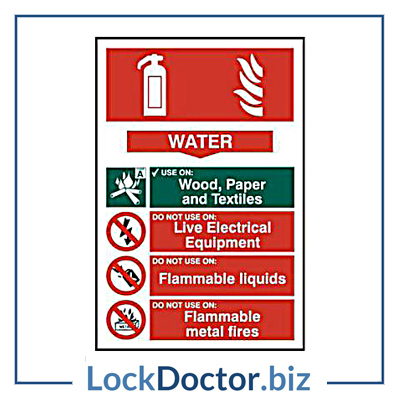 KMAS4683 Fire Extinguisher WATER 200mm x 300mm PVC Self Adhesive Sign