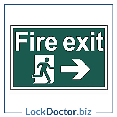 KMAS4691 Fire Exit RIGHT 200mm x 300mm PVC Self Adhesive Sign