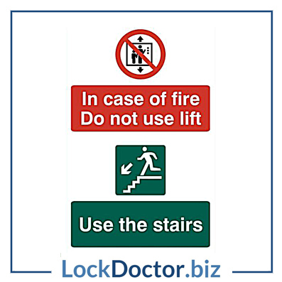 KMAS4695 In Case Of Fire Do Not Use Lift 200mm x 300mm PVC Self Adhesive Sign