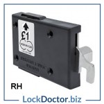 INSIDE VIEW OF KM2765RH L&F DUAL COIN RETURN LOCK for WET AREAS fixed cylinder