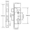 KML1419 UNION Euro 54mm Sashlock Case Technical Measurements