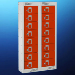 16 Compartment Phone Lockers | Red Doors | LockDoctor.Biz